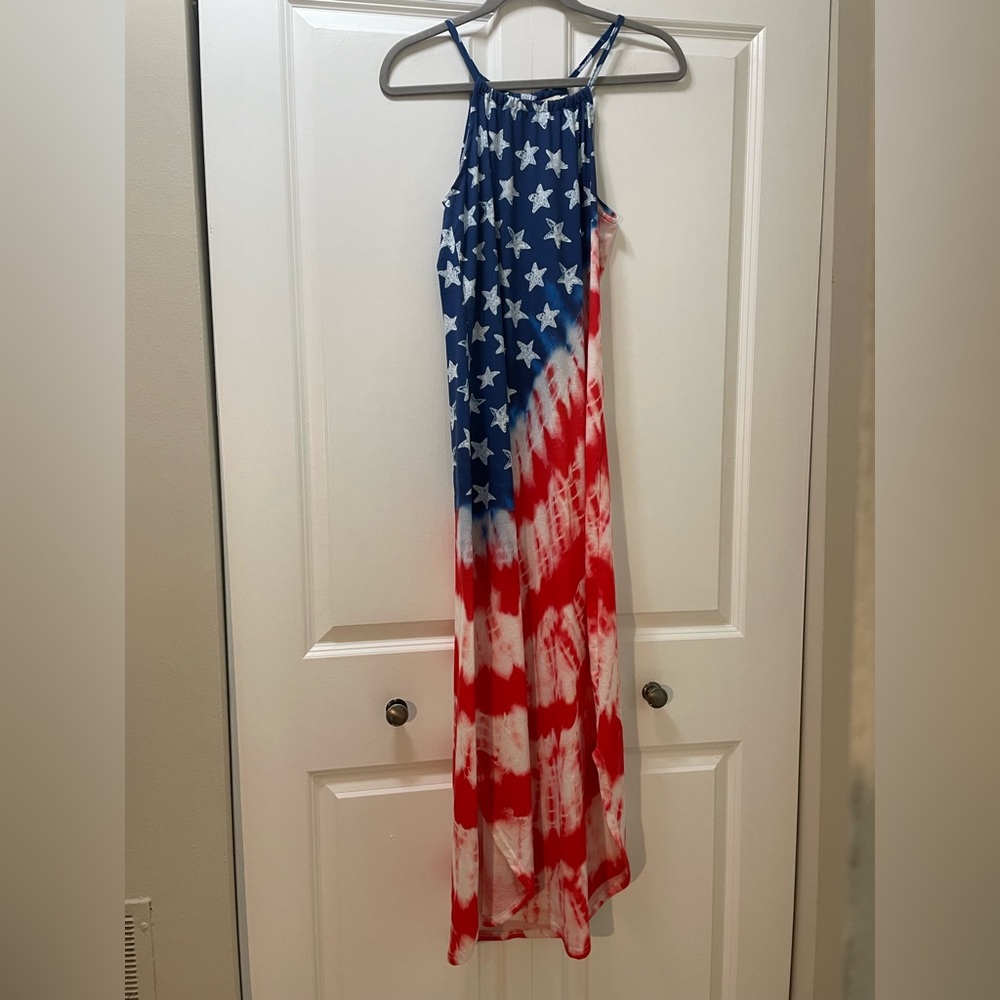 For Gand PL Women’s Small Maxi Stars and Tie Dye Stripes Dress, Cotton Blend